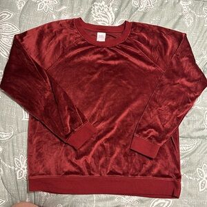Red velvet crew neck